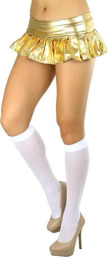 Vista 5 de ToBeInStyle Falda plisada metálica coqueta para mujer Ultra Micro-Mini Rave