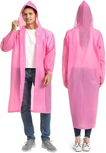 Vista 10 de Poncho de lluvia para adulto, paquete de 2 impermeables reutilizables de emergencia con capucha y cordón