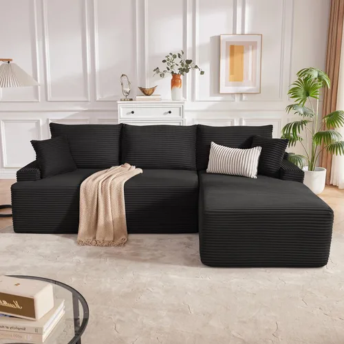 Vista 17 de Mangodan - Sofá seccional en forma de nube, sofá sin huesos para sala de estar, sofá seccional modular con asiento profundo, cómodo sofá de felpa