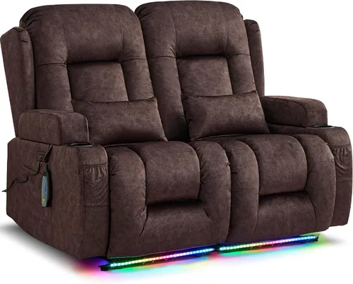 Vista 14 de URRED Sofá reclinable Power Loveseat con masaje y calor, gris ceniza