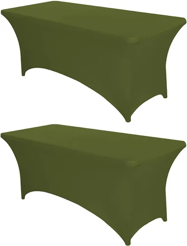 Vista 13 de PTC21B - Juego de 6 manteles elásticos de 6 pies, color negro, rectangular, ajustable, lavable, de elastano, para fiestas, bodas, cócteles