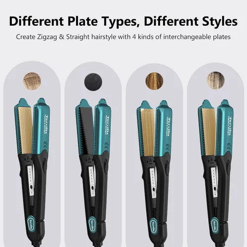 Vista 6 de Terviiix Plancha de Pelo con 4 Placas Intercambiables, Plancha para Rizar con Queratina y Aceite de Argán para Mujeres, Plancha Voluminizadora
