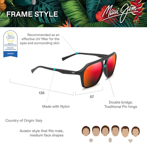 Vista 12 de Maui Jim Gafas de sol polarizadas estilo aviador para hombre
