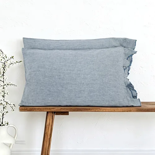 Vista 9 de Linen World - Juego de 2 fundas de almohada de lino francés, fundas de almohada que absorben la humedad lavadas a la piedra