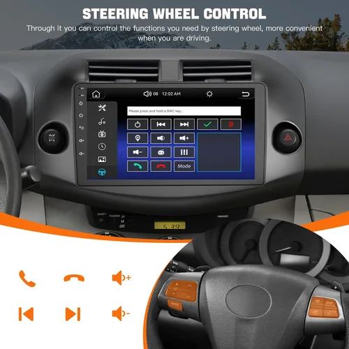 Vista 8 de Estéreo de radio de coche para Toyota RAV4 2007-2012 sin sistema de sonido JBLB, compatible con Carplay inalámbrico/Android Auto/Mirrorlink