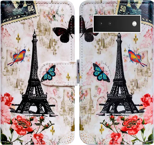 Vista 19 de Bcov Funda para Pixel 6a, diseño de pájaro negro de cuero verde con tapa para teléfono con ranura para tarjetas, soporte para Google Pixel 6a