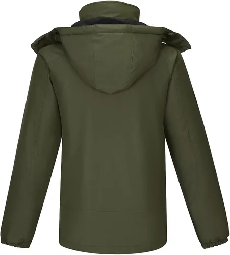 Vista 2 de CAMEL Chaquetas de esquí de invierno para hombre, abrigo de nieve impermeable con capucha, chaqueta de lluvia resistente al viento