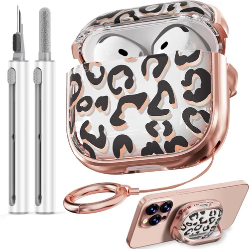 Vista 20 de Inesore Funda con bloqueo de seguridad para AirPods 4 2024, bonita funda floral para AirPod de 4ª generación para mujeres con kit limpiador
