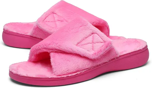 Vista 8 de SOLLBEAM - Pantuflas ortopédicas para mujer con soporte de arco para fascitis plantar, ajustables, con copa para el talón, acogedoras, para damas