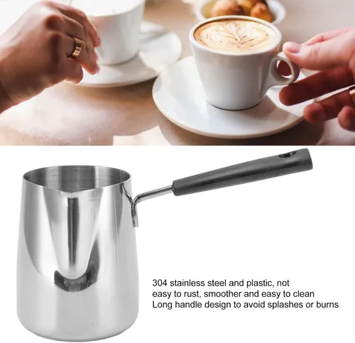 Vista 5 de Olla de café turco, 20.3 fl oz/20 onzas, cafetera turca, cafetera árabe, jarra de espuma de leche, calentador de leche, tetera turca, jarra de café