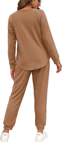 Vista 74 de Wiholl - Conjuntos de dos piezas para mujer: ropa cómoda con sudadera abotonada y pantalones deportivos con bolsillos