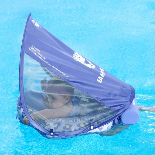 Vista 9 de HECCEI Mambobaby Flotador con toldo, añade cola, flotador para bebé edición de lujo