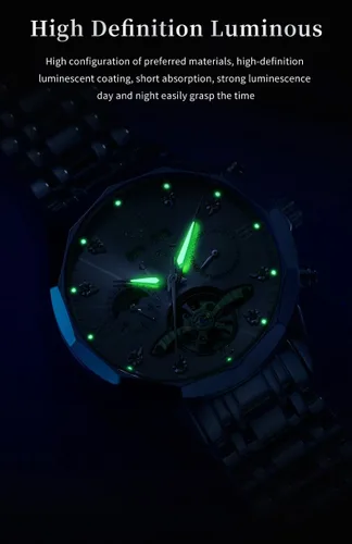 Vista 66 de OLEVS Reloj de pulsera automático con diseño de esqueleto para hombre, de lujo, con diamantes de lujo, de acero inoxidable, calendario, reloj