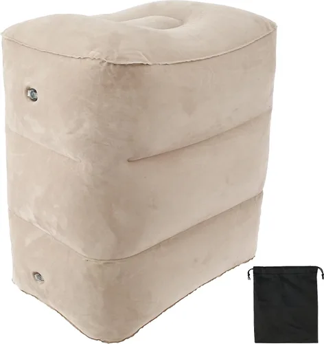 Vista 7 de Almohada inflable con reposapiés para viajes, cama ajustable de 3 capas de altura para avión para niños, artículos esenciales de viaje para adultos