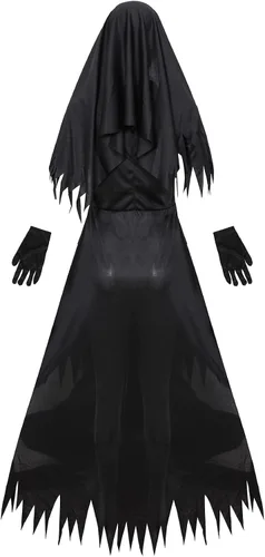 Vista 3 de Plus Size Sexy Vampire Demon Nun Halloween Costumes for Women, Black Women's Halloween Dresses Party Cosplay Scary