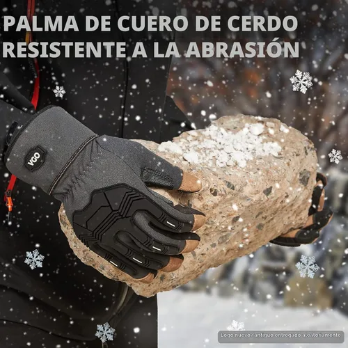 Vista 6 de Vgo... Winter Work Gloves Men,Leather Work Gloves,Anti-vibration,Mechanics Gloves,Abrasion Resistance Todo Negro - Pa7675fw