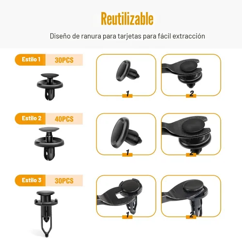 Vista 7 de GOOACC 100 piezas de 0.256 in, 0.276 in y 0.354 in compatibles con retenedores de tipo empuje Toyota 90467-10183, retenedor de tipo empuje bajo