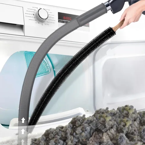 Vista 9 de PetOde Kit de limpiador de ventilación de secadora de 2 piezas compatible con la mayoría de aspiradoras, cepillo de pelusa de secadora y accesorio