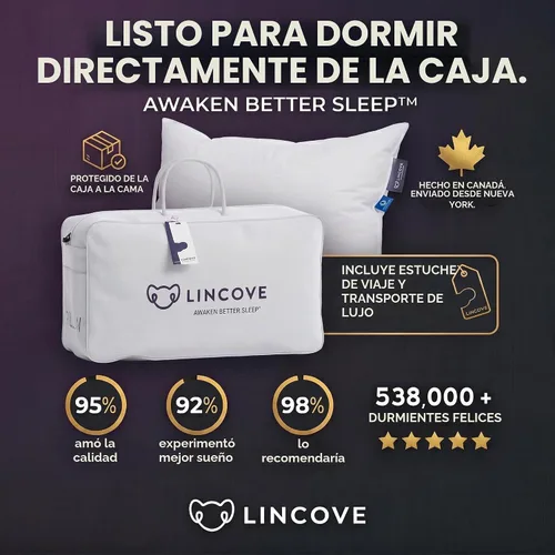 Vista 3 de Lincove Cloud Almohada de Plumón Canadiense Natural, Almohada Blanca de Lujo para Dormir - 625 Fill Power, Funda de Algodón de 500 Número de Hilos