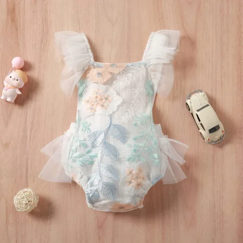 Vista 9 de IDOPIP Conjunto de ropa de 1er cumpleaños para niñas con estampado floral, estilo bohemio, con encaje, tutú y diadema de princesa