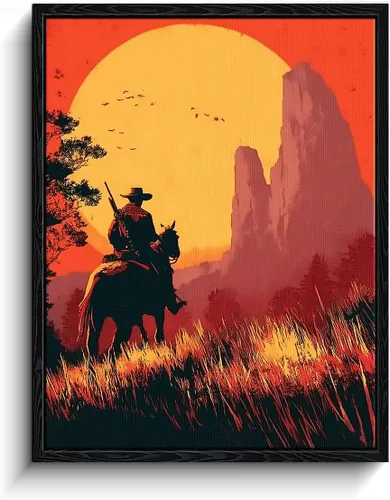 Vista 20 de WOXZQ Arte de pared de duelo de caballeros de fantasía épica en campo de flores rojas inspirado en Elden Ring para decoración de habitación