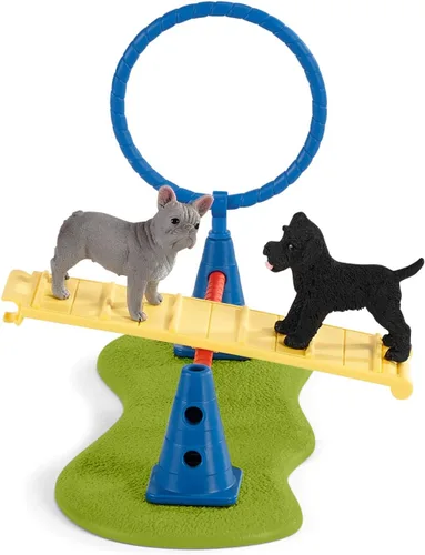Vista 6 de Schleich Farm World, juguetes de granja para niñas y niños de 3 a 8 años, juego de 14 piezas, entrenamiento de agilidad para cachorros en The Dog