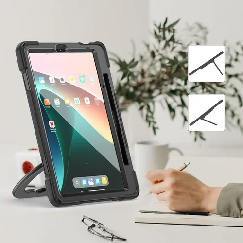 Vista 4 de Funda para Xiaomi Pad 5 / Pad 5 Pro con soporte para bolígrafo de 11.0 pulgadas 2021, funda protectora resistente a prueba de golpes con soporte