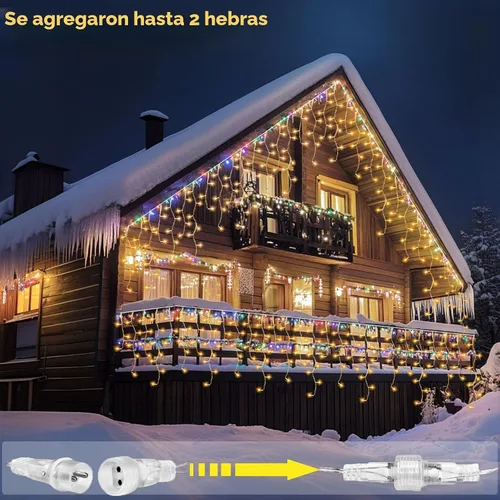 Vista 6 de Luces solares de carámbano impermeables para exteriores, 82 pies, 660 LED, luces de Navidad para exteriores con control remoto, luces LED