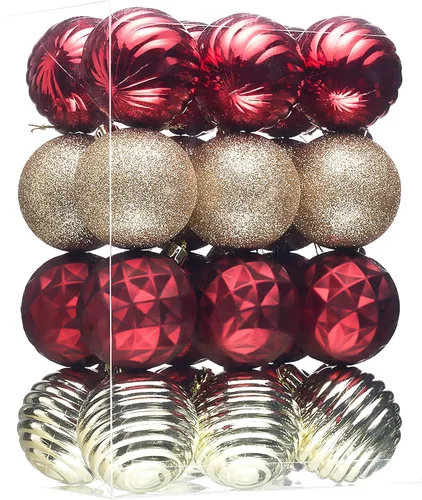 Vista 13 de Valery Madelyn Juego de adornos de Navidad para árbol de Navidad, 24 unidades, adornos de bolas negras inastillables, adorno colgante de 2.36