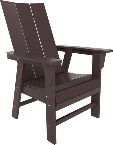 Vista 13 de HDPE Shoreside Modern Curveback Adirondack Silla de comedor, color negro