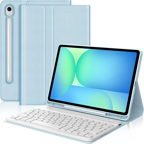 Vista 15 de Funda de teclado para Samsung Galaxy Tab S7 FE (5G)/S8 Plus/S7 Plus de 12.4 pulgadas Teclado Bluetooth magnético desmontable Funda protectora