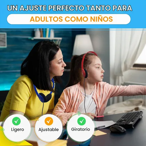 Vista 3 de Paquete de 10 auriculares con cable a granel, sobre la oreja con conector de 3.5mm, cable libre de enredos de 4 pies, ajuste cómodo, asequible