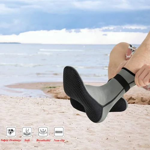Vista 2 de Calcetines de neopreno de 0.118 pulgadas (0.118 in), calcetines térmicos antideslizantes para buceo, botines de agua para natación, deportes