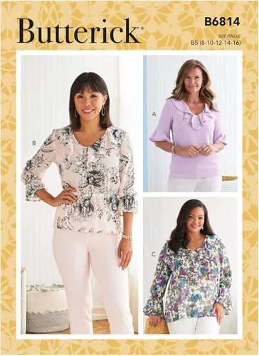 Vista 9 de Butterick B6814RR Misses/Plus Size Top/Vest 18W-20W-22W-24W, Multicolor