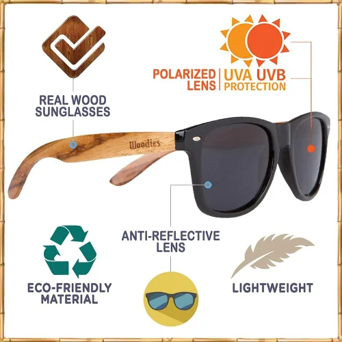 Vista 6 de WOODIES Zebra Wood gafas de sol con lentes polarizadas