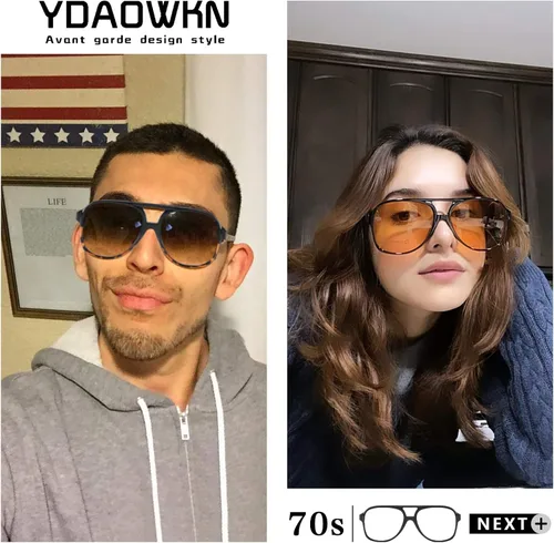 Vista 3 de YDAOWKN Gafas de sol clásicas vintage estilo aviador para mujeres y hombres, montura grande retro de los años 70