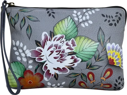 Vista 9 de Anna by Anuschka Bolso de mano pintado a mano de cuero genuino para mujer Negro mariposa