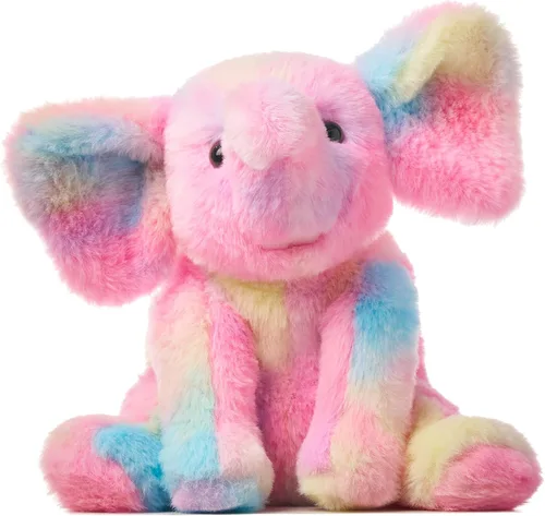 Vista 7 de Hopearl Adorable juguete de elefante de ternero de peluche con babero de punto colorido, elefante flexible, ultrasuave, regalo de cumpleaños