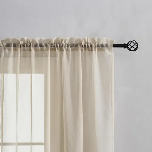 Vista 5 de Home Brilliant Cortinas traslúcidas para sala de estar de 45 pulgadas de largo, paneles de ventana pequeños para dormitorio, cortinas cortas
