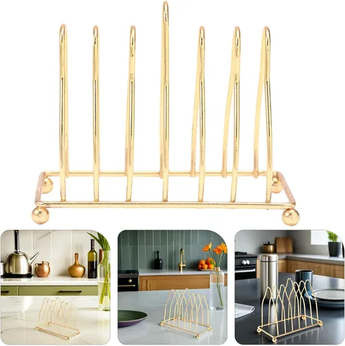 Vista 8 de Alipis Escurridor de platos vertical, organizador de platos decorativo, soporte de hierro con diseño de drenaje, organizador de encimera