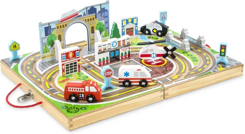 Vista 12 de Melissa & Doug Juego de aeropuerto para llevar, vehículos, pistas incorporadas para niños y niñas de 3 años en adelante - Certificado FSC