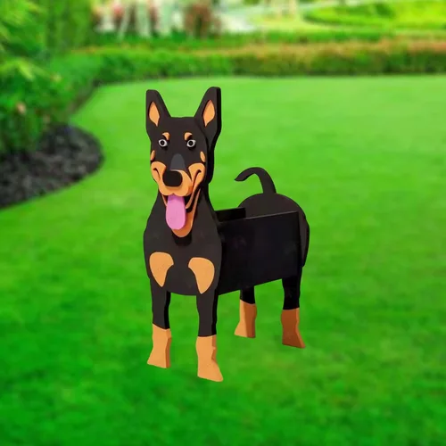 Vista 26 de XOOFMASS Lindas macetas de perro para plantas al aire libre, macetas de madera para perros, macetas en forma de perro, macetas para suculentas