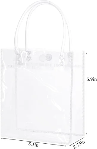 Vista 2 de 25 bolsas de regalo de PVC transparente con asas, bolsa de plástico pequeña, envoltura de regalo transparente reutilizable / bolsas de compras