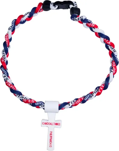 Vista 24 de Collar de cuerda de béisbol con cruz de silicona