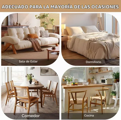 Vista 7 de Juego de 2 sillas de comedor de ratán, sillas de comedor de estilo francés rústico de mediados de siglo, sillas de comedor de acento estilo granja