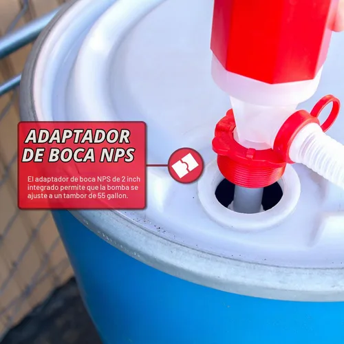 Vista 6 de TERA PUMP TRDRUM40 (sin BPA) Bomba de tambor de combustible manual compacta resistente portátil con longitud ajustable para barriles de tambor de 55