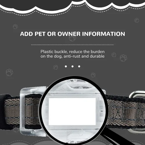 Vista 3 de Collar reflectante para perros grandes, collar de malla acolchado para perros grandes, collar ajustable para mascotas con hebilla de liberación Gris