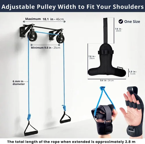 Vista 4 de Poleas para rehabilitación de hombros Sistema de terapia física doble sobre la puerta, dispositivo de entrenamiento de doble brazo con rodamientos