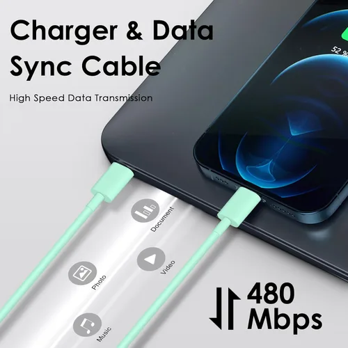 Vista 5 de Cargador Tipo C de 10 pies, Paquete de 2, Bloque Cargador USB C de 20W con Cable de Carga Rápida para iPhone 14/14 Pro/13/13Pro Max/12/12 Pro