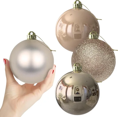 Vista 123 de Esferas pequeñas de Navidad de bronce y dorado de 1.6 pulgadas, adornos para decoración de árbol de Navidad, bolas colgantes inastillables